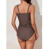 imageAleumdr Womens Retro Ruched Two Piece Strappy Tummy Control Swimwear Tie Side Tankini Bathing Suit SetCoffee