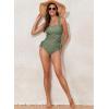 imageAleumdr Womens Retro Ruched Two Piece Strappy Tummy Control Swimwear Tie Side Tankini Bathing Suit SetGreen
