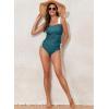 imageAleumdr Womens Retro Ruched Two Piece Strappy Tummy Control Swimwear Tie Side Tankini Bathing Suit SetGreen White