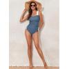 imageAleumdr Womens Retro Ruched Two Piece Strappy Tummy Control Swimwear Tie Side Tankini Bathing Suit SetNavy White