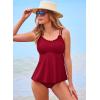 imageAleumdr Womens Tankini Bathing Suit 2 Piece Tummy Control Swimsuit Scoop Neck Tankini Top with Bottom Burgundy Large