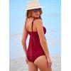 imageAleumdr Womens Tankini Bathing Suit 2 Piece Tummy Control Swimsuit Scoop Neck Tankini Top with Bottom Burgundy Large
