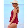 imageAleumdr Womens Tankini Bathing Suit 2 Piece Tummy Control Swimsuit Scoop Neck Tankini Top with Bottom Burgundy Large