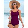 imageAleumdr Womens Two Piece Bathing Suit Push Up Tankini Top with Bottom Bathing Suit Tummy Control Swimwear Purple Medium