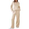imageAleumdr Womens 2 Piece Outfits Sweatsuit Oversized Sweatshirt Wide Leg Sweatpants Matching Lounge Set 2024Beige