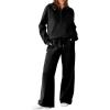 imageAleumdr Womens 2 Piece Outfits Sweatsuit Oversized Sweatshirt Wide Leg Sweatpants Matching Lounge Set 2024Black