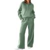 imageAleumdr Womens 2 Piece Outfits Sweatsuit Oversized Sweatshirt Wide Leg Sweatpants Matching Lounge Set 2024Smoke Green
