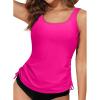 imageAleumdr Womens Tankini Top OnlyModest Swim Tank Top Scoop Neck Drawstring Swimsuit Top No Bottom Rose Red Medium