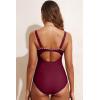 imageAleumdr One Piece Swimsuit Women Cut Out Bathing Suits Color Block Womens Swimsuits SwimwearA7 Wine Red