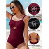 imageAleumdr One Piece Swimsuit Women Cut Out Bathing Suits Color Block Womens Swimsuits SwimwearA7 Wine Red