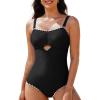 imageAleumdr One Piece Swimsuit Women Cut Out Bathing Suits Color Block Womens Swimsuits SwimwearA1 Black