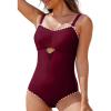 imageAleumdr One Piece Swimsuit Women Cut Out Bathing Suits Color Block Womens Swimsuits SwimwearA7 Wine Red