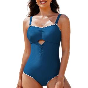 imageAleumdr One Piece Swimsuit Women Cut Out Bathing Suits Color Block Womens Swimsuits SwimwearA3 Green