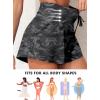 imageAleumdr Womens 3quot Swim Board Shorts Tummy Control Swim Bottom High Waisted Quick Dry Tankini Bottom with PocketsPrinted Black