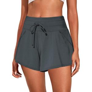 imageAleumdr Womens 3quot Swim Board Shorts Tummy Control Swim Bottom High Waisted Quick Dry Tankini Bottom with PocketsDark Grey