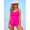 imageAleumdr Womens Tankini Bathing Suit 2 Piece Tummy Control Swimsuit Scallop Trim Tankini Top with BottomRose Red