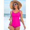 imageAleumdr Womens Tankini Bathing Suit 2 Piece Tummy Control Swimsuit Scallop Trim Tankini Top with BottomRose Red