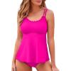 imageAleumdr Womens Tankini Bathing Suit 2 Piece Tummy Control Swimsuit Scallop Trim Tankini Top with BottomRose Red