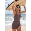 imageAleumdr Womens One Piece Swimdress Side Tie Ruched Tummy Control Swimsuit Modest Skirt Bathing SuitDark Brown
