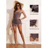 imageAleumdr Womens One Piece Swimdress Side Tie Ruched Tummy Control Swimsuit Modest Skirt Bathing SuitDark Brown