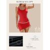 imageAleumdr Womens One Piece Swimdress Side Tie Ruched Tummy Control Swimsuit Modest Skirt Bathing SuitFiery Red