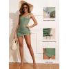 imageAleumdr Womens One Piece Swimdress Side Tie Ruched Tummy Control Swimsuit Modest Skirt Bathing SuitMist Green