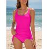 imageAleumdr Womens One Piece Swimdress Side Tie Ruched Tummy Control Swimsuit Modest Skirt Bathing SuitRose Red