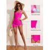 imageAleumdr Womens One Piece Swimdress Side Tie Ruched Tummy Control Swimsuit Modest Skirt Bathing SuitRose Red