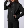 imageAleumdr Womens 2 Piece Outfits Oversized Fleece Sweatsuit Half Zip Sweatshirt with Wide Leg Sweatpants Lounge SetBlack