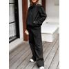 imageAleumdr Womens 2 Piece Outfits Oversized Fleece Sweatsuit Half Zip Sweatshirt with Wide Leg Sweatpants Lounge SetBlack