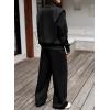 imageAleumdr Womens 2 Piece Outfits Oversized Fleece Sweatsuit Half Zip Sweatshirt with Wide Leg Sweatpants Lounge SetBlack