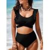 imageAleumdr Womens High Waisted Bikini Sets Ruffle Two Piece Swimsuits Crisscross Bathing SuitsA1 Black