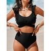 imageAleumdr Womens High Waisted Bikini Sets Ruffle Two Piece Swimsuits Crisscross Bathing SuitsA1 Black