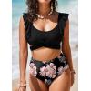 imageAleumdr Womens High Waisted Bikini Sets Ruffle Two Piece Swimsuits Crisscross Bathing SuitsA2 Black