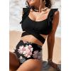imageAleumdr Womens High Waisted Bikini Sets Ruffle Two Piece Swimsuits Crisscross Bathing SuitsA2 Black