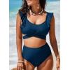 imageAleumdr Womens High Waisted Bikini Sets Ruffle Two Piece Swimsuits Crisscross Bathing SuitsA4 Blue