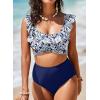 imageAleumdr Womens High Waisted Bikini Sets Ruffle Two Piece Swimsuits Crisscross Bathing SuitsA5 Printed Blue