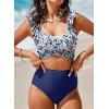 imageAleumdr Womens High Waisted Bikini Sets Ruffle Two Piece Swimsuits Crisscross Bathing SuitsA5 Printed Blue