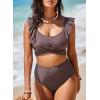 imageAleumdr Womens High Waisted Bikini Sets Ruffle Two Piece Swimsuits Crisscross Bathing SuitsA6 Brown