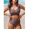 imageAleumdr Womens High Waisted Bikini Sets Ruffle Two Piece Swimsuits Crisscross Bathing SuitsA6 Brown