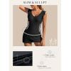 imageAleumdr Womens One Piece Swimdress Ruffle V Neck Swimsuit Modest Tummy Control Slimming Bathing Suit with SkirtBlack