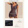 imageAleumdr Womens One Piece Swimdress Ruffle V Neck Swimsuit Modest Tummy Control Slimming Bathing Suit with SkirtDark Brown