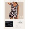 imageAleumdr Womens One Piece Swimdress Ruffle V Neck Swimsuit Modest Tummy Control Slimming Bathing Suit with SkirtFloral Black