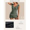 imageAleumdr Womens One Piece Swimdress Ruffle V Neck Swimsuit Modest Tummy Control Slimming Bathing Suit with SkirtMist Green