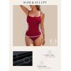 imageAleumdr Womens One Piece Swimsuit Ruched Tummy Control Bathing Suit Square Neck Push Up SwimwearBurgundy