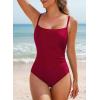 imageAleumdr Womens One Piece Swimsuit Ruched Tummy Control Bathing Suit Square Neck Push Up SwimwearBurgundy