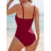 imageAleumdr Womens One Piece Swimsuit Ruched Tummy Control Bathing Suit Square Neck Push Up SwimwearBurgundy