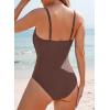 imageAleumdr Womens One Piece Swimsuit Ruched Tummy Control Bathing Suit Square Neck Push Up SwimwearDark Brown