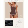 imageAleumdr Womens One Piece Swimsuit Ruched Tummy Control Bathing Suit Square Neck Push Up SwimwearDark Brown