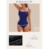imageAleumdr Womens One Piece Swimsuit Ruched Tummy Control Bathing Suit Square Neck Push Up SwimwearNavy Blue